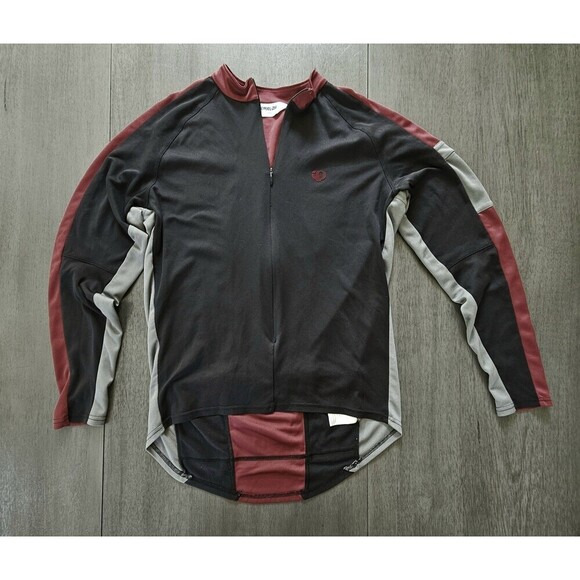 Pearl Izumi Other - Pearl iZumi Mens Large Full Zip Cycling Jersey Pockets L Sleeve Black Maroon